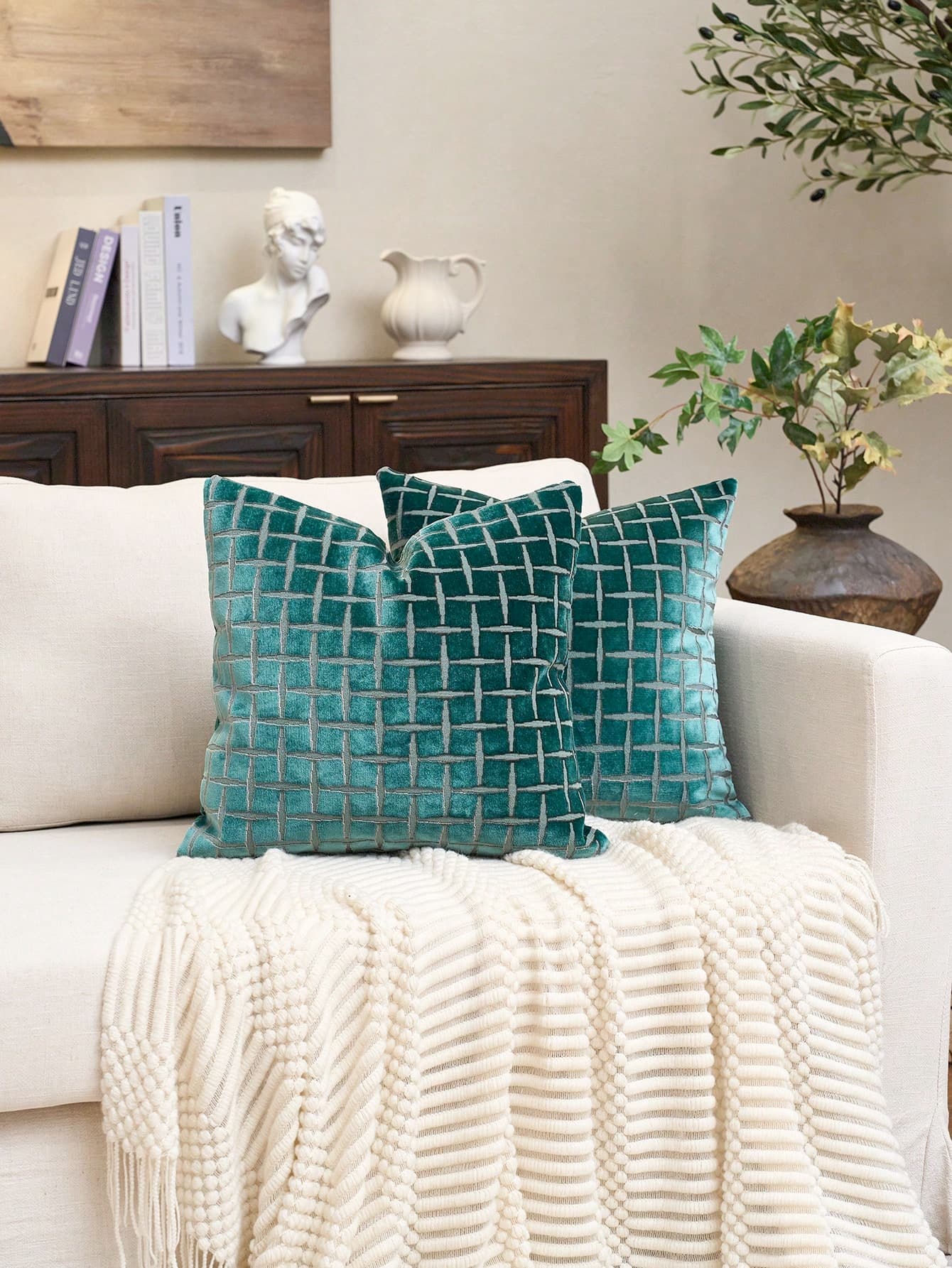 Modern Jacquard Grid Cushion Cover 3