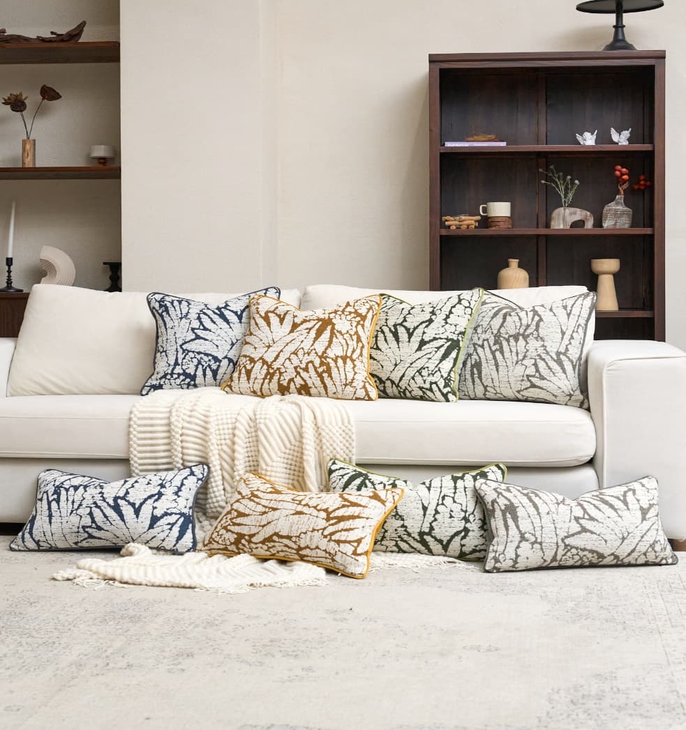 Abstract Floral Jacquard Cushion Cover