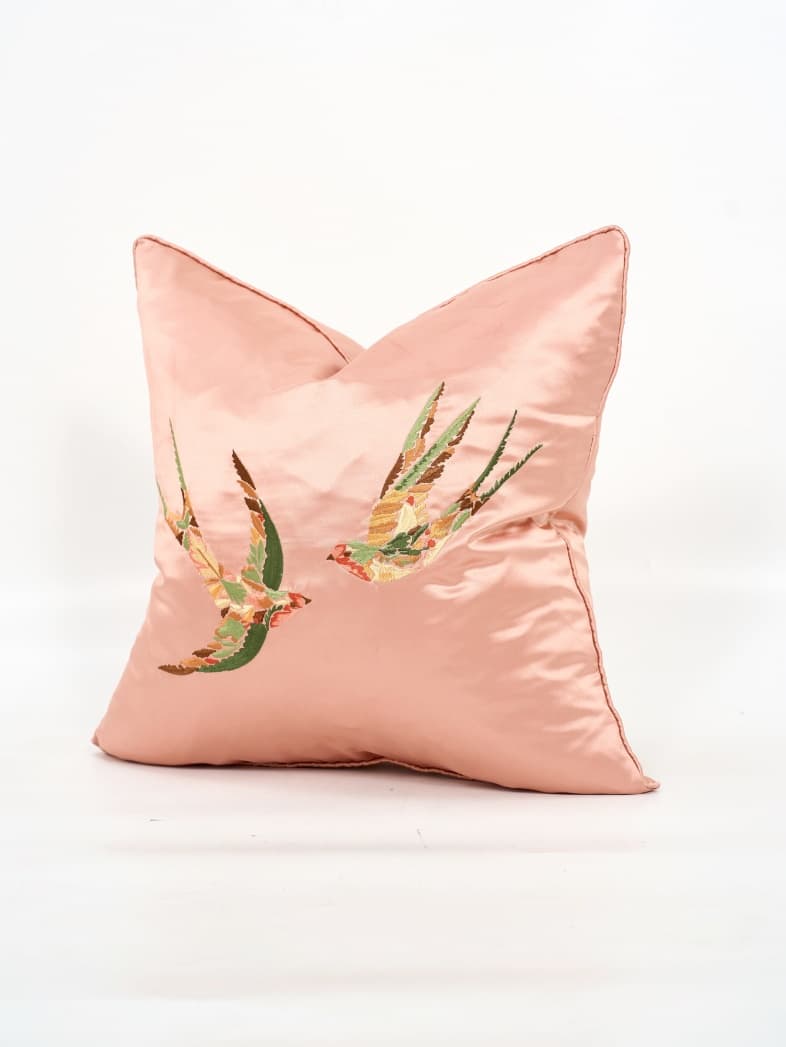 Double Swallow Embroidered Cushion Cover 2