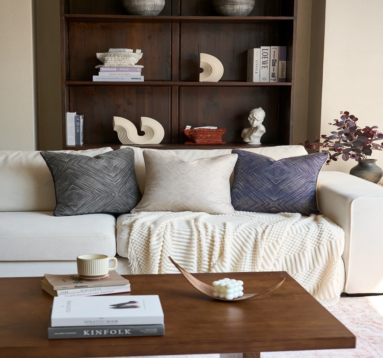Metallic Geometric Jacquard Cushion Cover