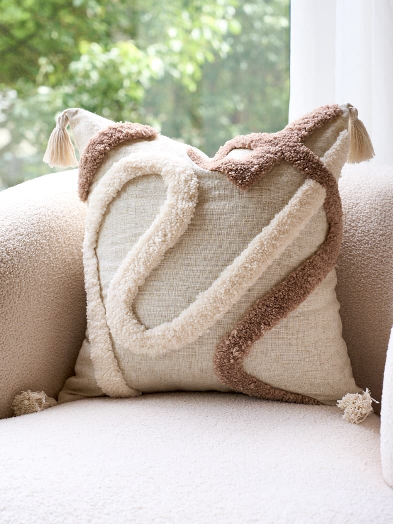 Tufted Embroidered Cushion Cover